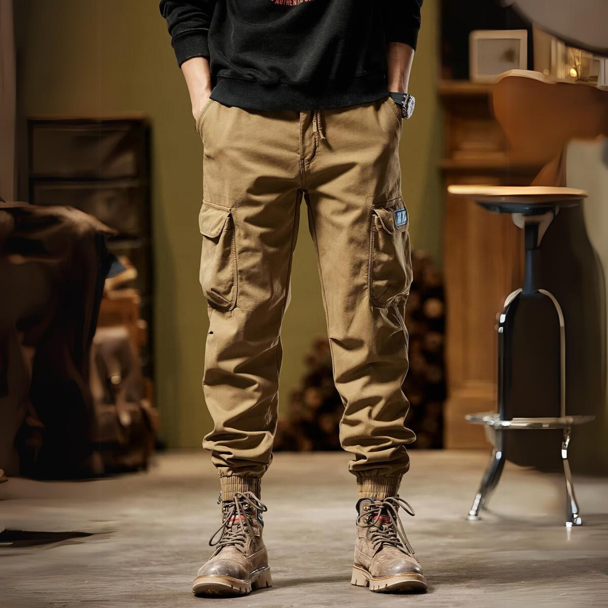 Calça Cargo Casual Retro