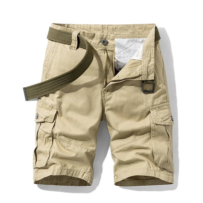 Calções masculinos de carga militar com vários bolsos, calças curtas táticas cáqui, calças curtas de algodão, verão, 30-38, sem cinto, 2022