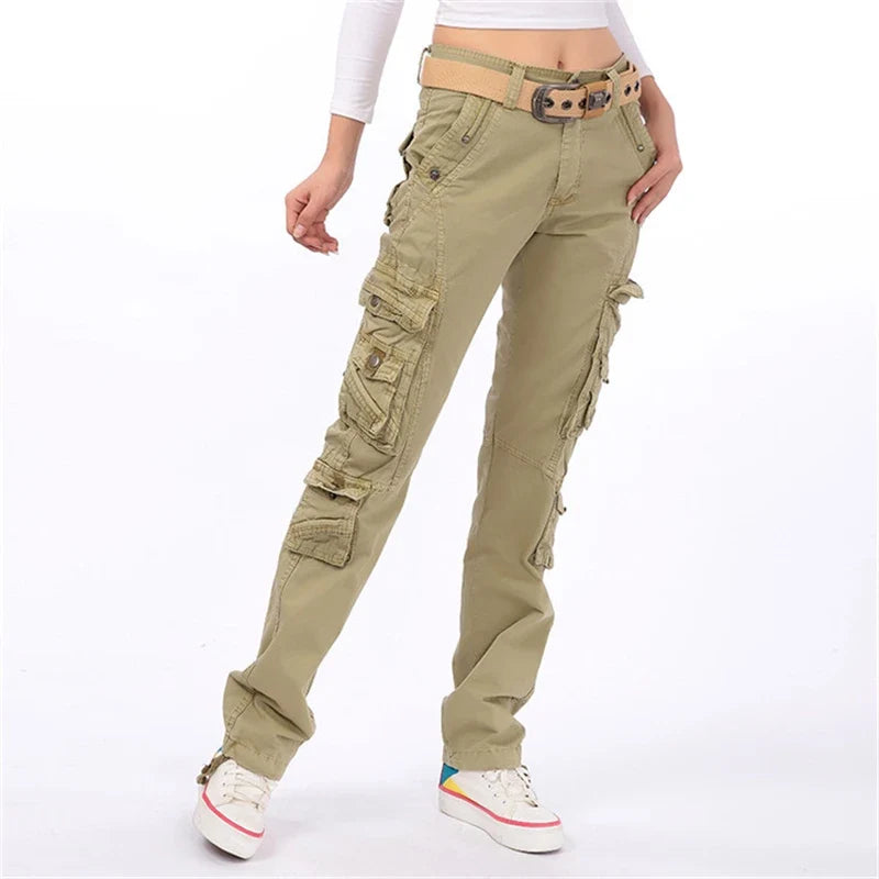 Alta qualidade das mulheres calças de carga casual harem tático militar calças multi bolsos corredores streetwear calças moletom