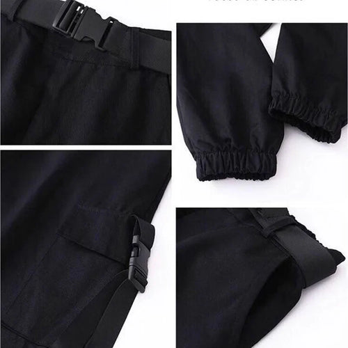 Women's Punk-Style Cargo Pants with Free Belt