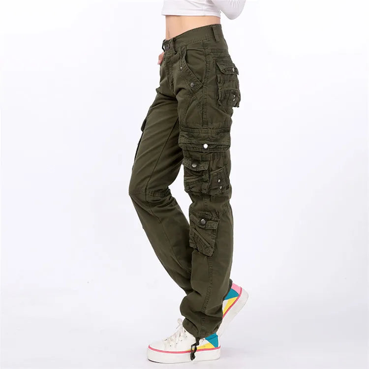 Alta qualidade das mulheres calças de carga casual harem tático militar calças multi bolsos corredores streetwear calças moletom