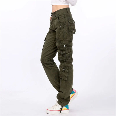 Alta qualidade das mulheres calças de carga casual harem tático militar calças multi bolsos corredores streetwear calças moletom