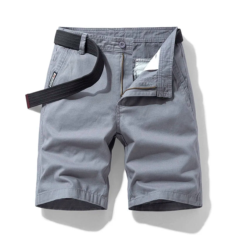 Shorts de algodão puro multi bolso masculino, grandes dimensões, solto, reto, perna, cinco pontos, casual, shorts de praia acima do joelho, verão