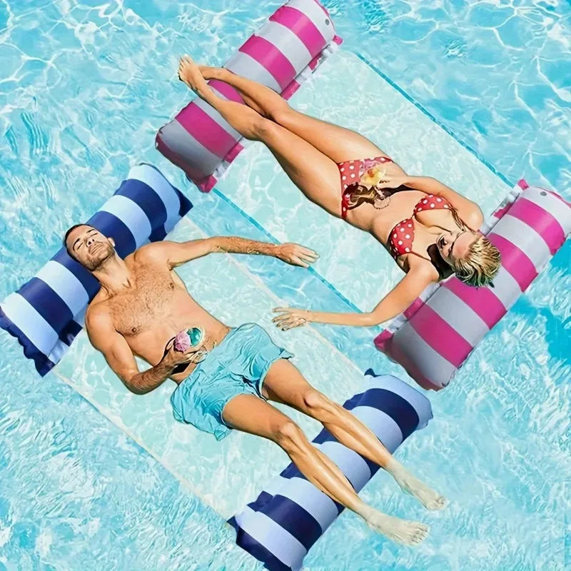 Dobrável listrado inflável Lounge Chair, lazer flutuante camas com encosto líquido, adequado para festas na piscina e praia