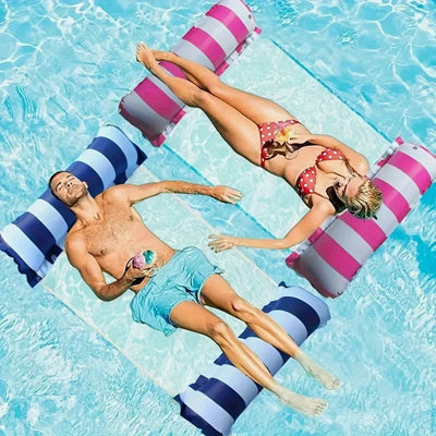 Dobrável listrado inflável Lounge Chair, lazer flutuante camas com encosto líquido, adequado para festas na piscina e praia