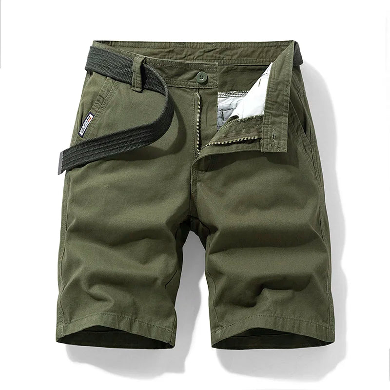 Shorts de algodão puro multi bolso masculino, grandes dimensões, solto, reto, perna, cinco pontos, casual, shorts de praia acima do joelho, verão