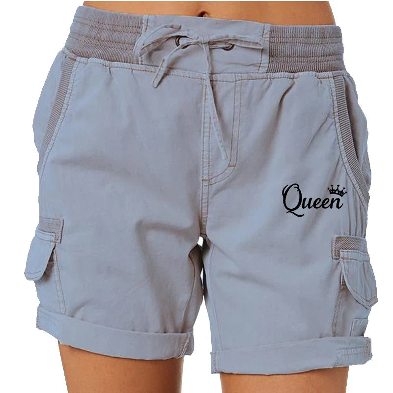 Carga Shorts Casual Cordão Elástico na cintura das Mulheres Impresso Verão Shorts Ativos Shorts Trabalho Caminhadas Ao Ar Livre Legal Praia Shorts