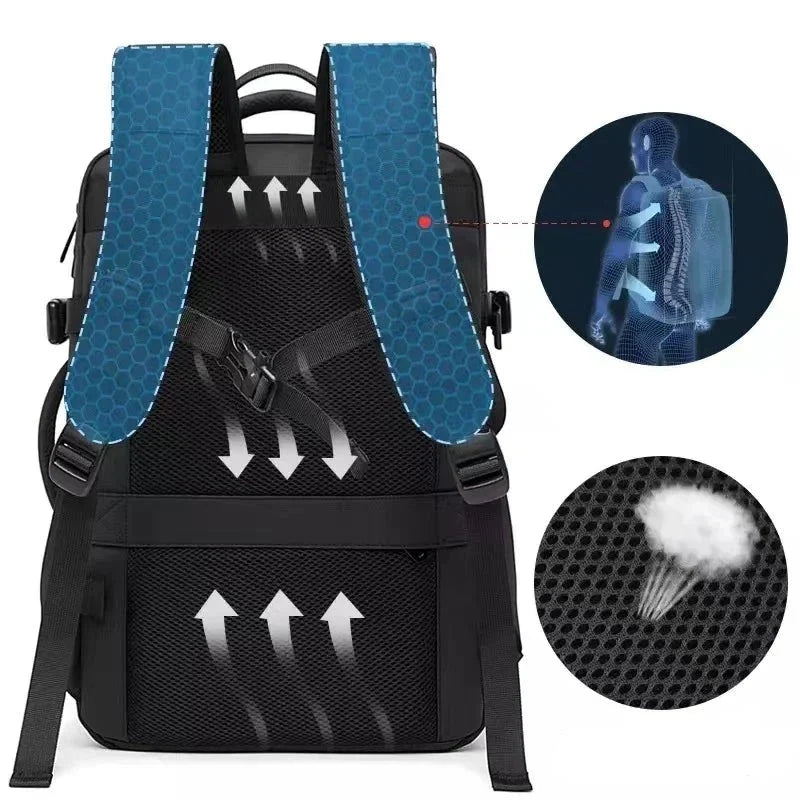 Mochila de Viagem Impermeável com Compartimentos Múltiplos