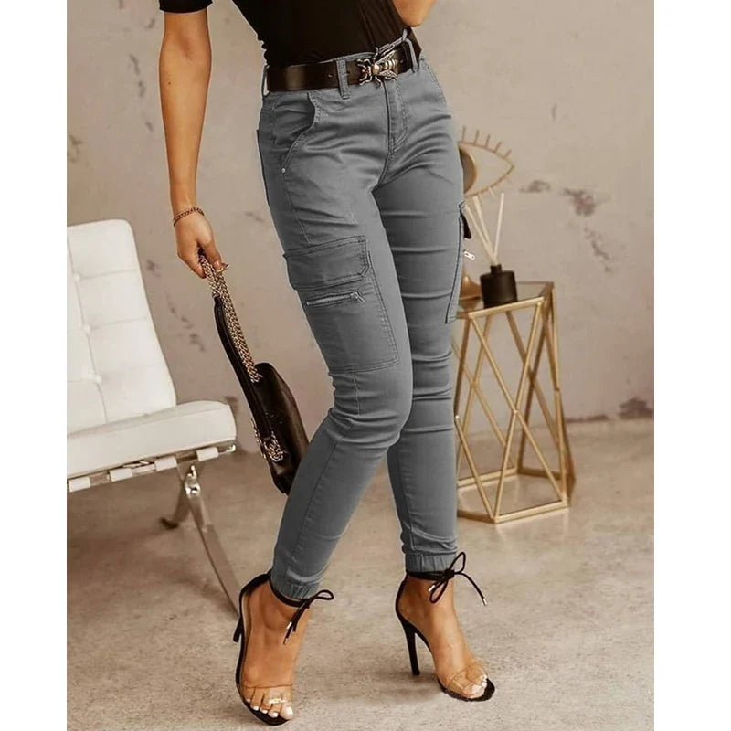 Calças elegantes para mulheres, calças lápis, calças casuais, roupas slim fit, corredores, streetwear, moda outono