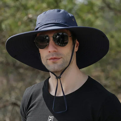Chapéu de aba larga para homens, proteção UV, chapéu de pescador, boné protetor solar de praia, Panamá, safári, caça, caminhadas, ao ar livre, verão