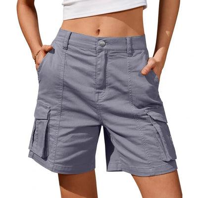 Shorts de cintura alta para mulheres, calças largas, bolso grande, streetwear solto, moda feminina, estilo americano, verão, novo