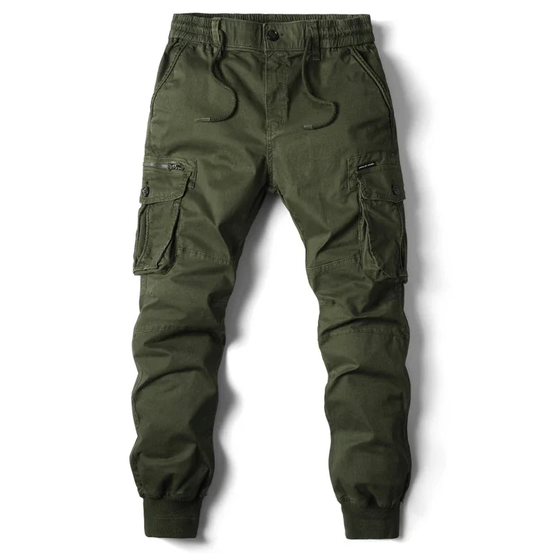 Calças cáqui de bolso múltiplo para homens, corredores táticos casuais, calças pretas do exército, roupa de algodão, moda, nova, 2024