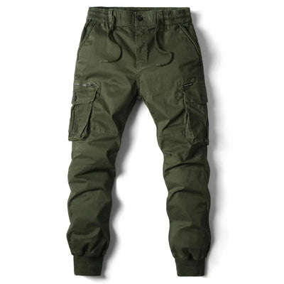 Calças cáqui de bolso múltiplo para homens, corredores táticos casuais, calças pretas do exército, roupa de algodão, moda, nova, 2024