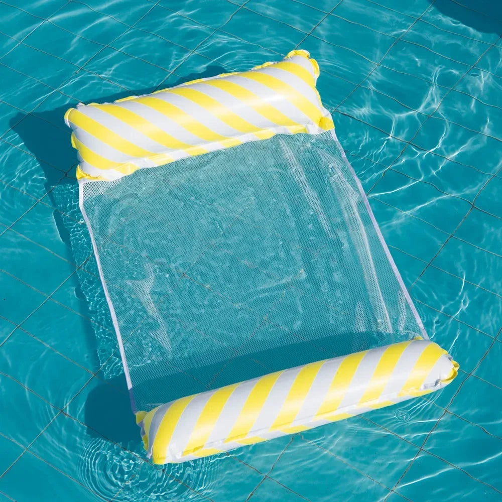 Dobrável listrado inflável Lounge Chair, lazer flutuante camas com encosto líquido, adequado para festas na piscina e praia