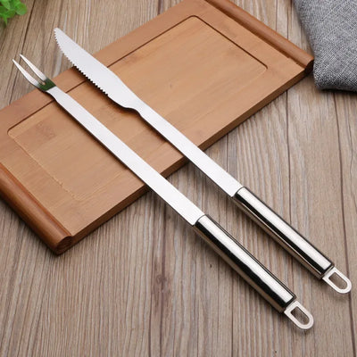 Aço inoxidável assado cordeiro faca e garfo conjunto assado cordeiro inteiro churrasco ferramenta acessórios da cozinha churrasco espetos