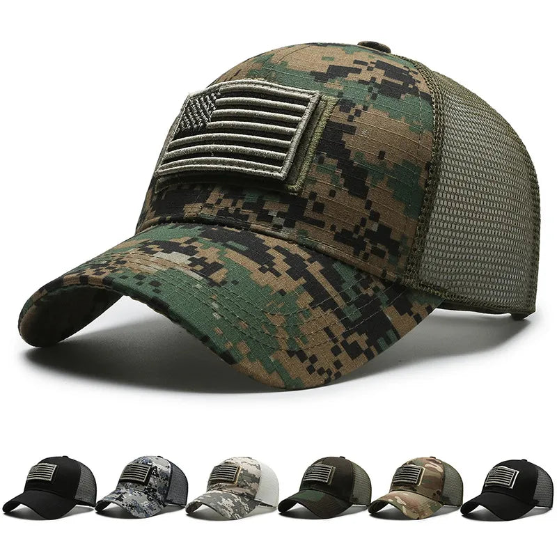 Military Cap with American Flag