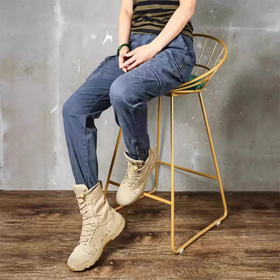 Calça masculina de perna larga texturizada, roupa casual solta, calça pendurada, primavera e outono