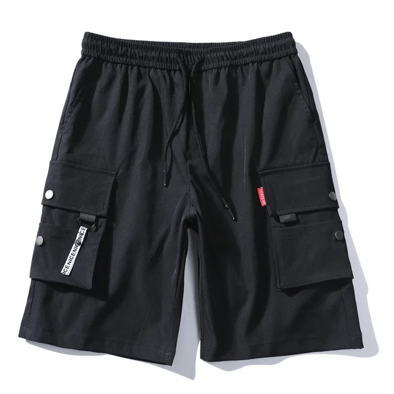 Shorts de trabalho masculinos para esportes e lazer, calções curtos com ajuste solto e cortado, verão 2020