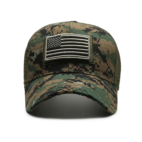 Military Cap with American Flag