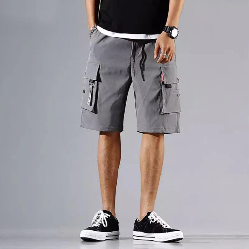 Shorts de trabalho masculinos para esportes e lazer, calções curtos com ajuste solto e cortado, verão 2020
