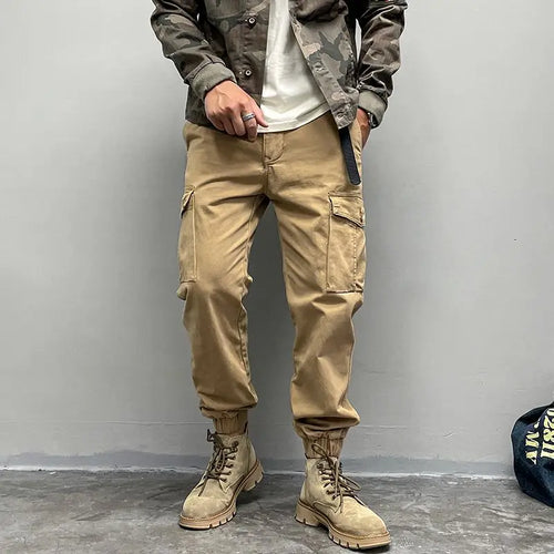Men's Cargo Pants with Large Pockets and Casual Style