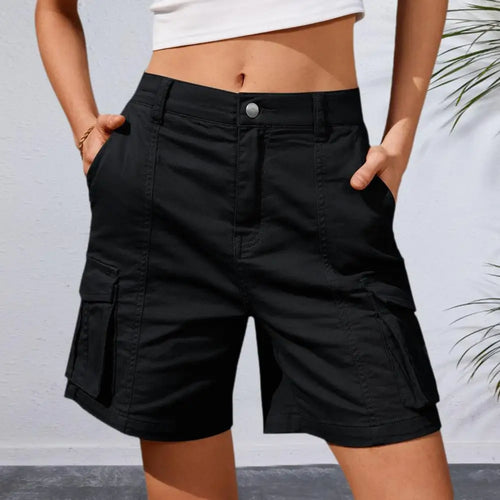 Women's High-Waist Cargo Shorts with Practical Pockets