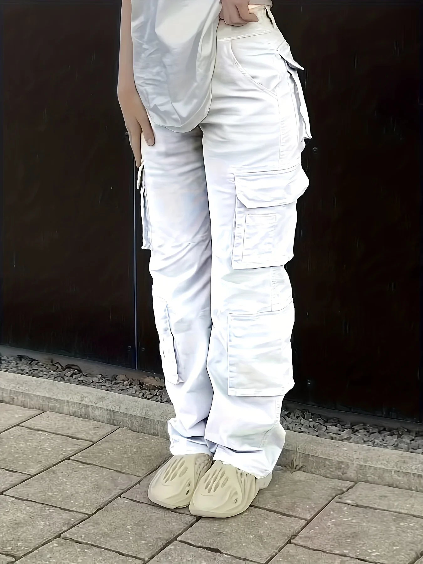 Calça jeans de cintura alta feminina, jeans casual, rua, estilo hip-hop, na moda, Y2K