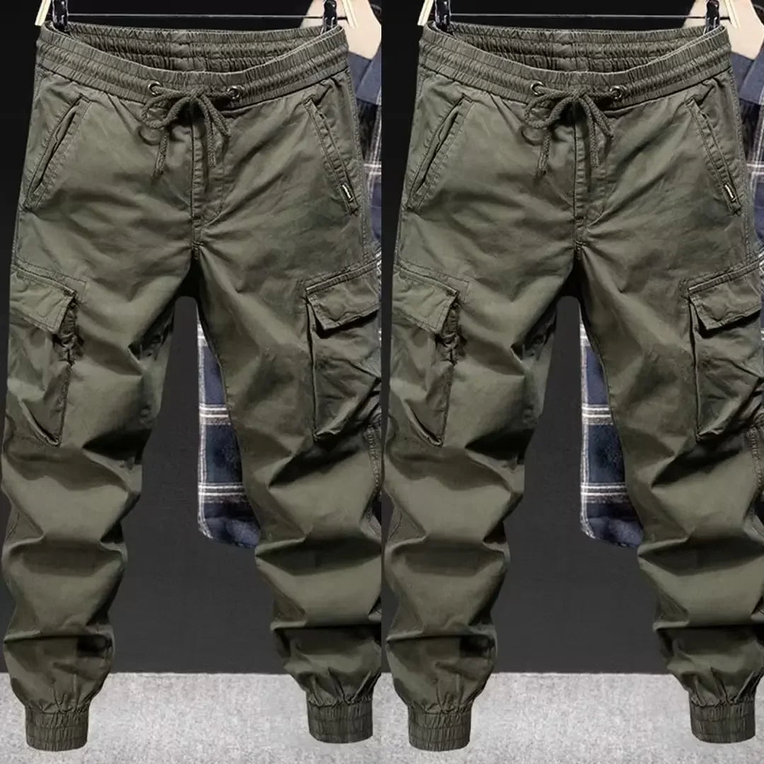 Calça cargo casual masculina, ajuste solto, cor sólida, estilo americano, marca da moda, primavera, outono