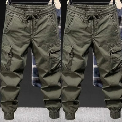 Calça cargo casual masculina, ajuste solto, cor sólida, estilo americano, marca da moda, primavera, outono