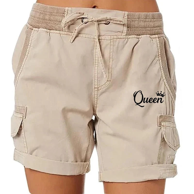 Carga Shorts Casual Cordão Elástico na cintura das Mulheres Impresso Verão Shorts Ativos Shorts Trabalho Caminhadas Ao Ar Livre Legal Praia Shorts