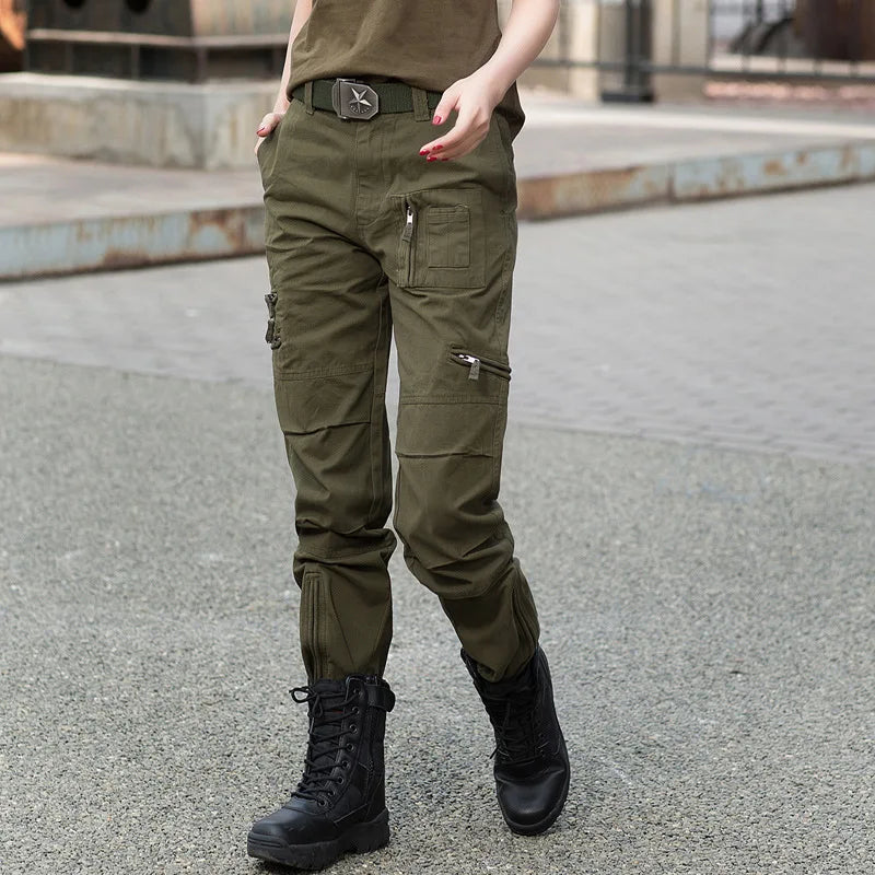 Mulheres 101 calças cargo, roupa militar, calças táticas, câmera de bolso múltiplo, calças de algodão, novo