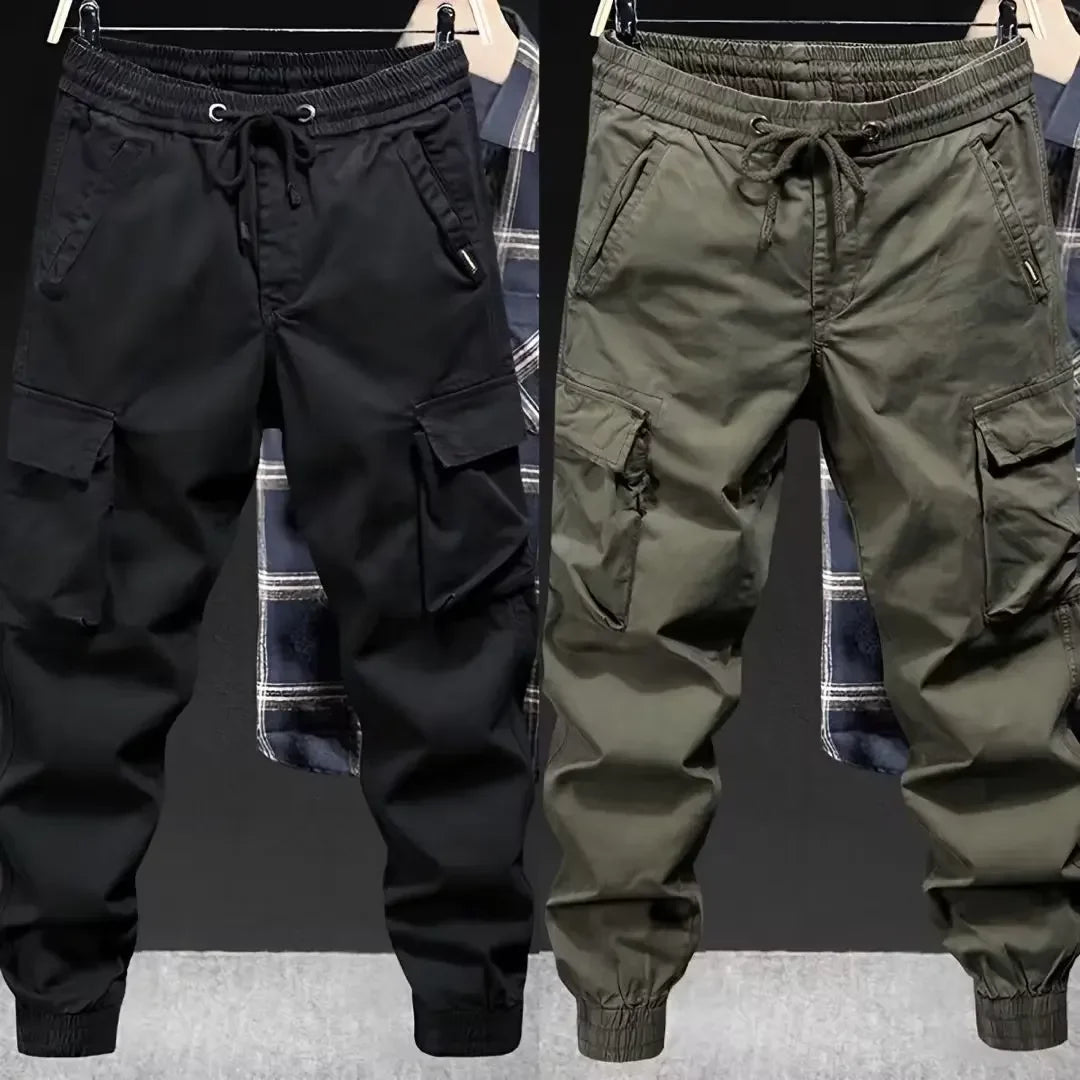 Calça cargo casual masculina, ajuste solto, cor sólida, estilo americano, marca da moda, primavera, outono