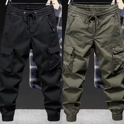 Calça cargo casual masculina, ajuste solto, cor sólida, estilo americano, marca da moda, primavera, outono