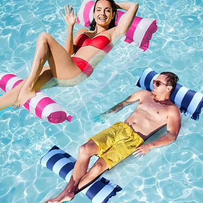 Dobrável listrado inflável Lounge Chair, lazer flutuante camas com encosto líquido, adequado para festas na piscina e praia