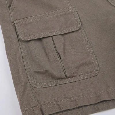 Calções de carga retos moda feminina americano retro simples lazer all-match verão quente streetwear meados cintura bolsos designer ins