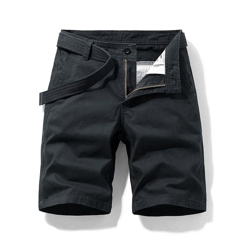Shorts de algodão puro multi bolso masculino, grandes dimensões, solto, reto, perna, cinco pontos, casual, shorts de praia acima do joelho, verão