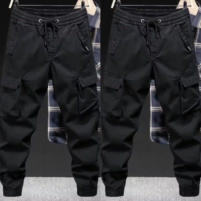 Calça cargo casual masculina, ajuste solto, cor sólida, estilo americano, marca da moda, primavera, outono