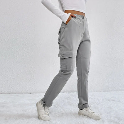 Calças femininas multi-bolsos, calças de trabalho cargo, joggers casuais, calças estilo workwear, moletom tendência, moda feminina