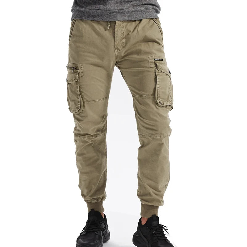 Calças cáqui de bolso múltiplo para homens, corredores táticos casuais, calças pretas do exército, roupa de algodão, moda, nova, 2024
