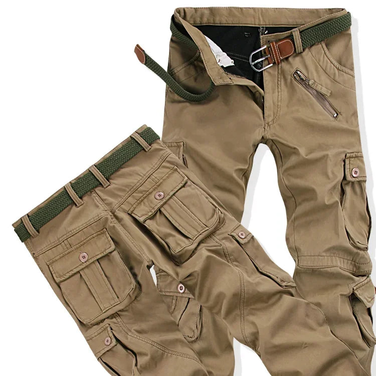 Jogger solto casual masculino com bolso de pele, calça grossa quente de carga, calças de lã plus size, moda escovada, trabalhador masculino, inverno