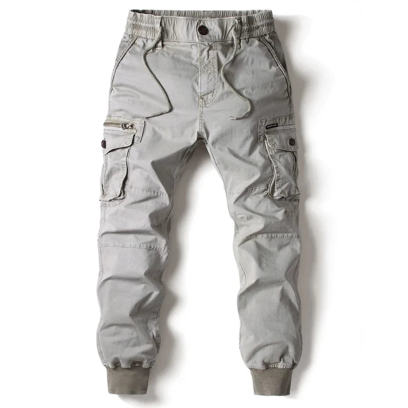 Calças cáqui de bolso múltiplo para homens, corredores táticos casuais, calças pretas do exército, roupa de algodão, moda, nova, 2024