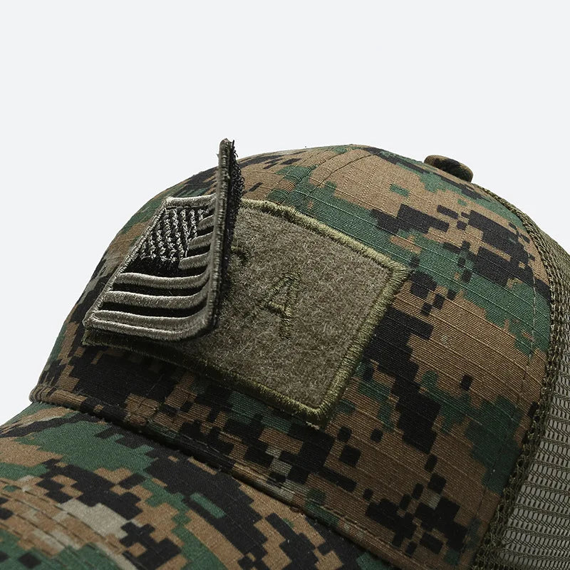 Military Cap with American Flag