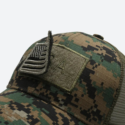 Military Cap with American Flag