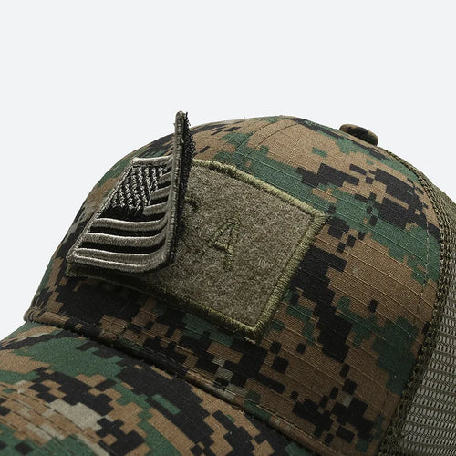 Military Cap with American Flag