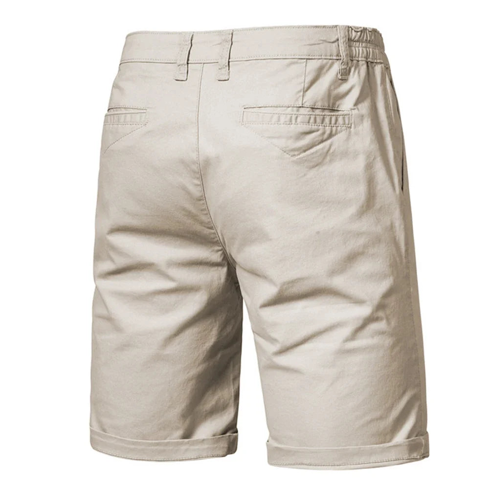 Calça curta de cintura elástica masculina, 100% algodão, monocromática, casual, de negócios, social, alta qualidade, nova, verão 2022