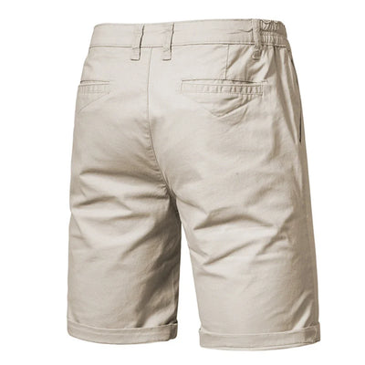 Calça curta de cintura elástica masculina, 100% algodão, monocromática, casual, de negócios, social, alta qualidade, nova, verão 2022