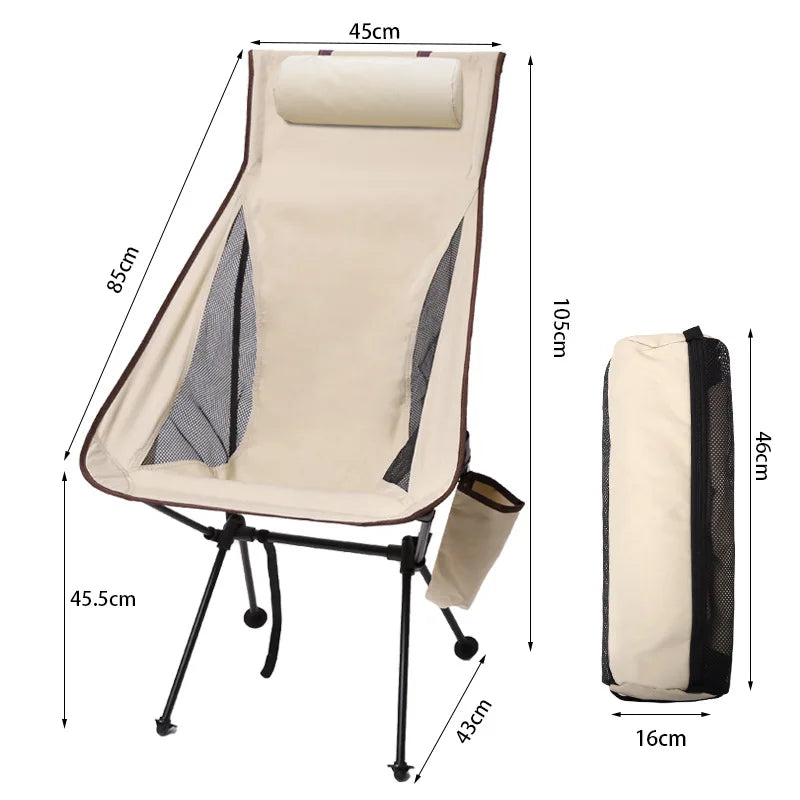 Cadeira de acampamento dobrável portátil, ultra leve, leve, liga de alumínio, lazer, esboço, praia, acampamento, pesca, respirável