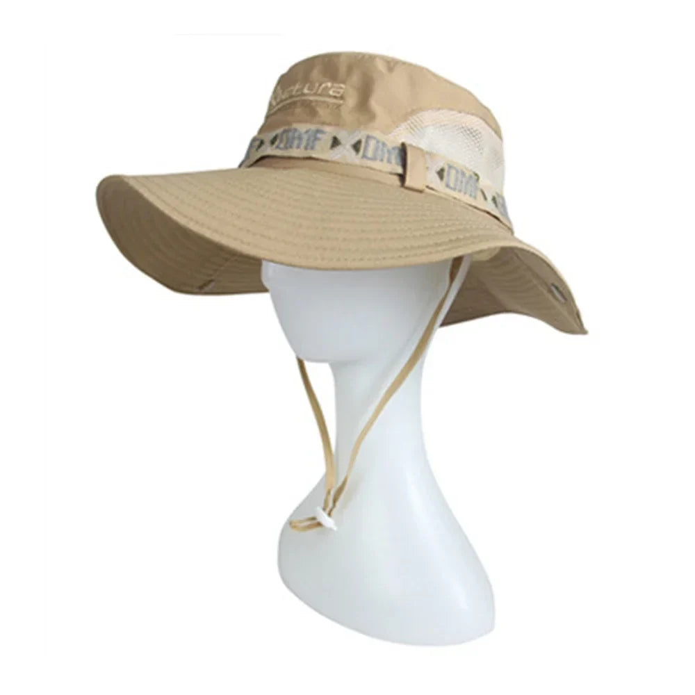 Chapéu de aba larga para homens, proteção UV, chapéu de pescador, boné protetor solar de praia, Panamá, safári, caça, caminhadas, ao ar livre, verão