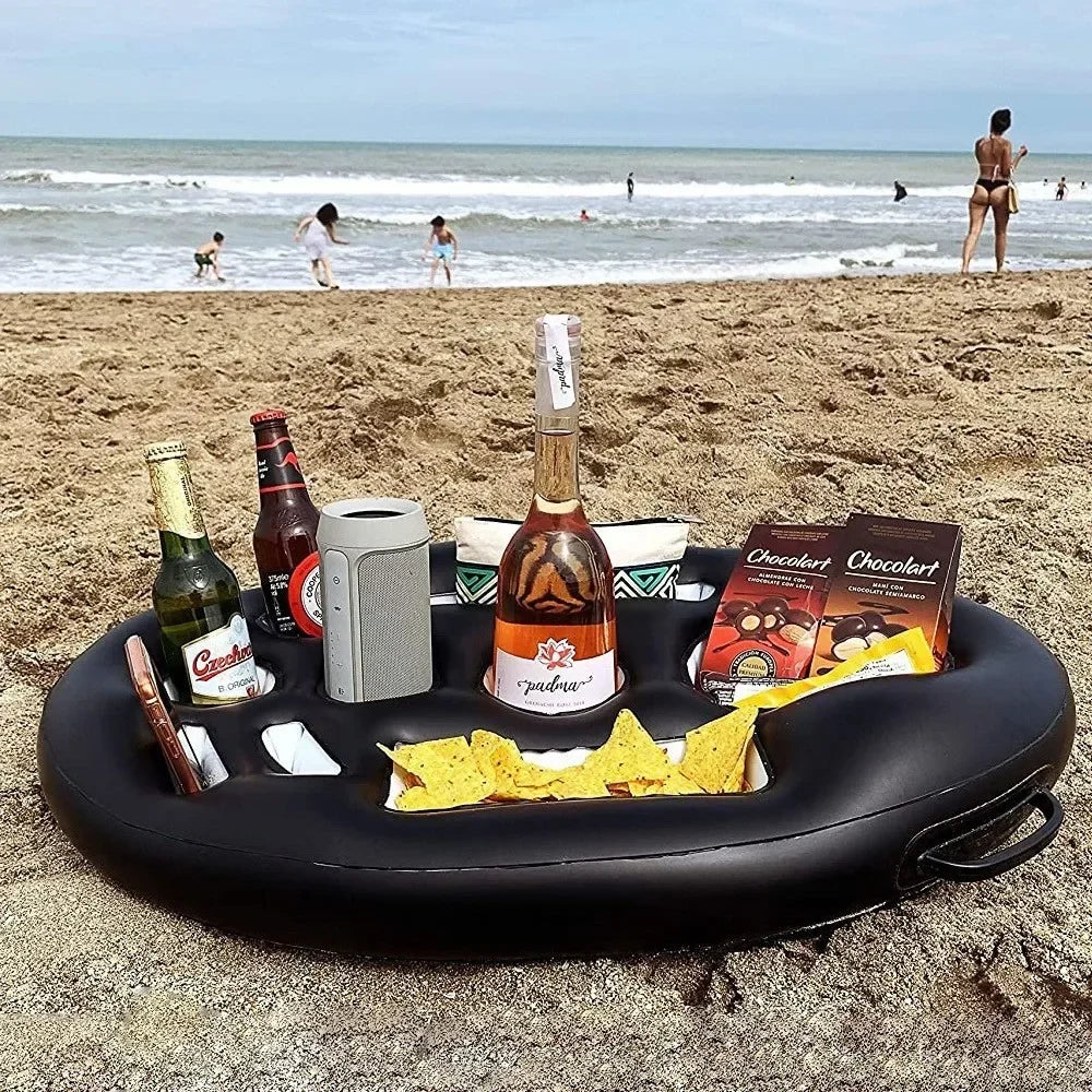 Summer Party Bucket Cup Holder, piscina inflável Float Beer Drink Cooler, bandeja de barra de mesa, acessórios de piscina de praia portátil