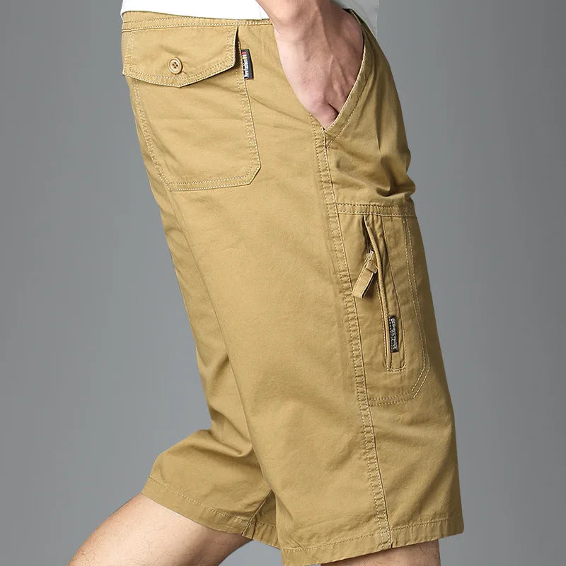 Calção reta de algodão puro masculino, monocromático, solto, de bolso, até o joelho, calça curta com tudo a combinar, casual, moda masculina, verão